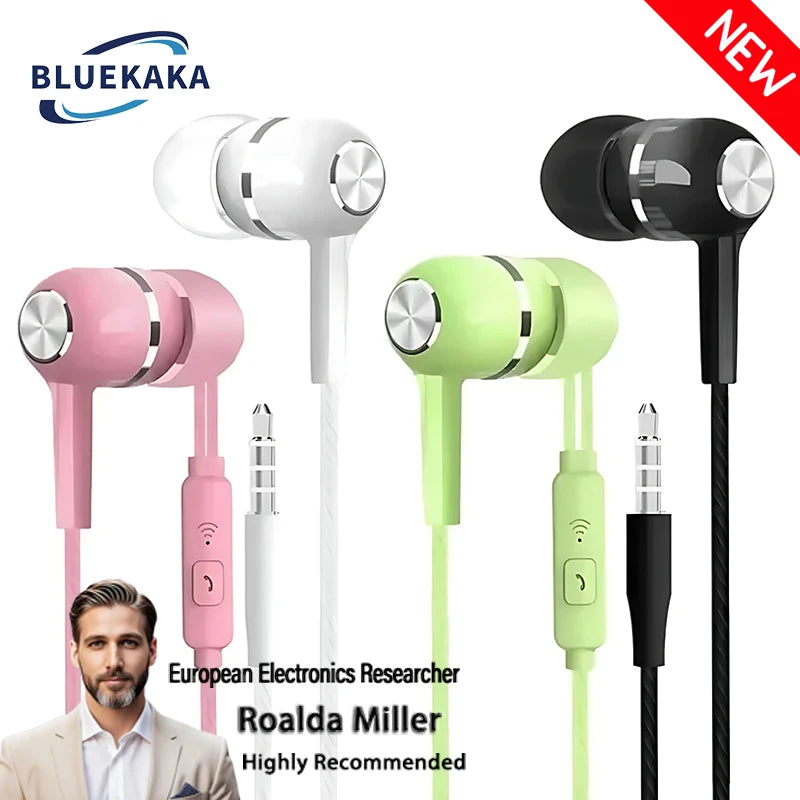 Wired In-Ear Headphones with Microphone - Bass HiFi Stereo Earbuds for Phone & PC