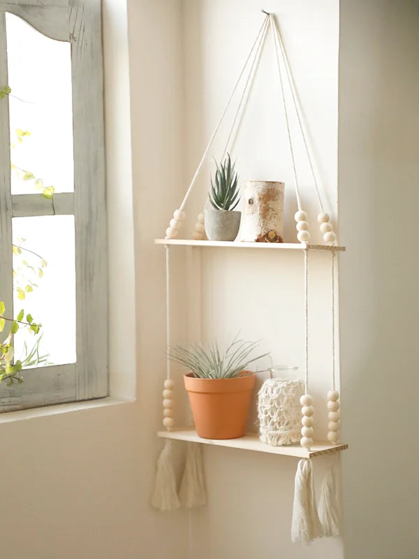 Wooden Wall Hanging Shelves for Plants & Storage - Rustic Floating Shelves