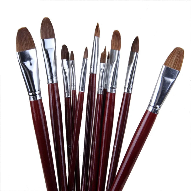 6pcs Art Painting Brush Set - High-Grade Weasel Hair for Acrylic & Oil Painting