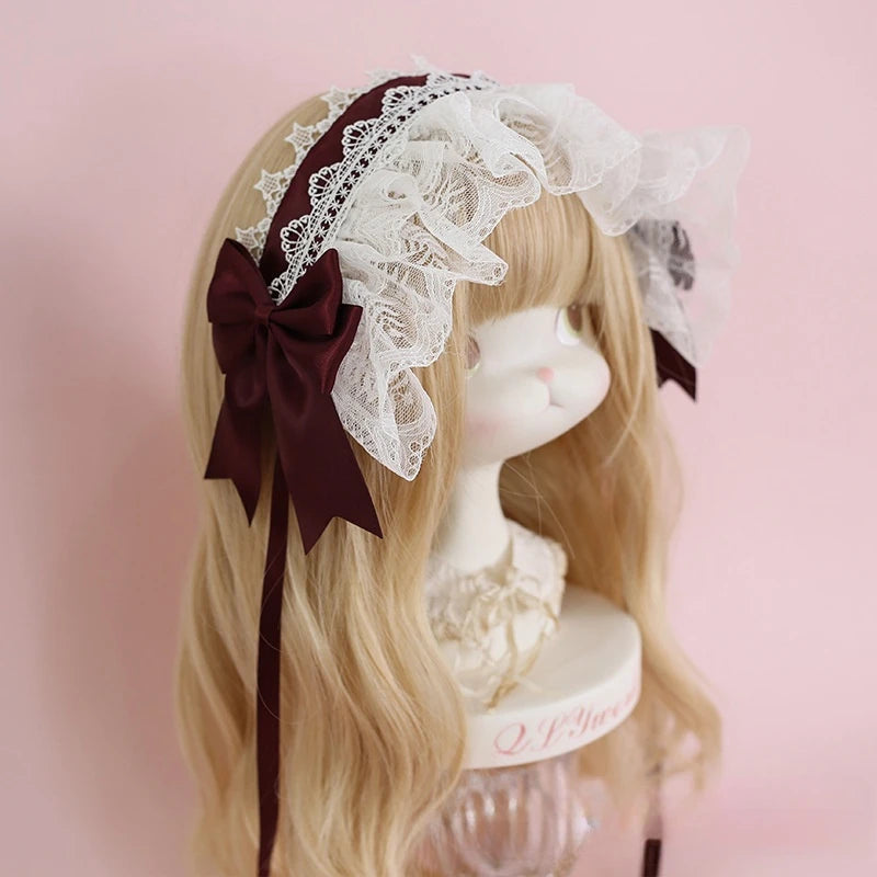 Lolita Headband Hair Accessories Lace Bow Hair Band for Girls & Women