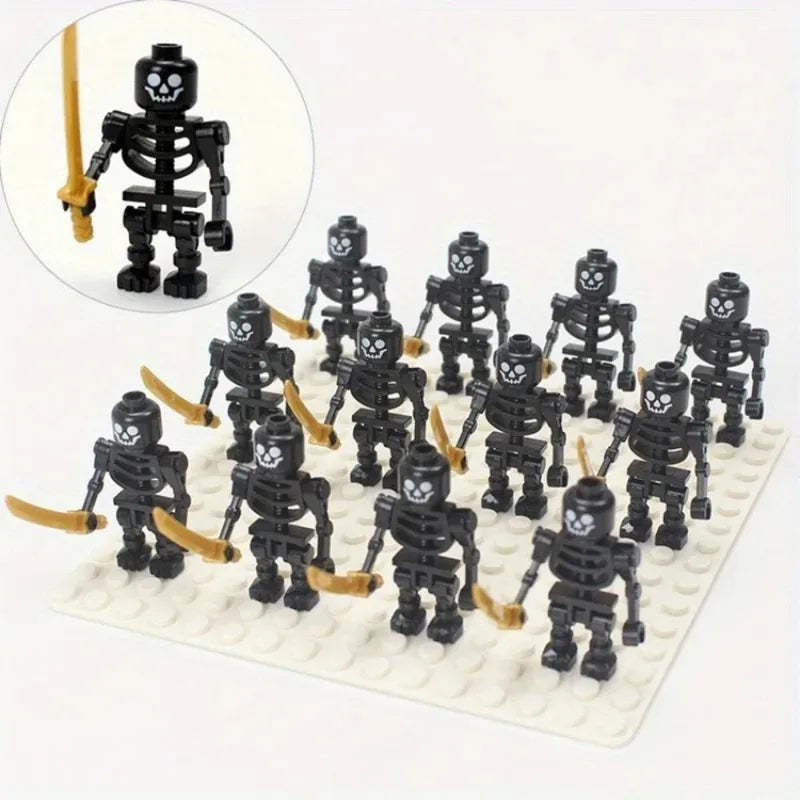 Halloween Skeleton Building Blocks Set - Mini Ninja Bone Figures for Kids