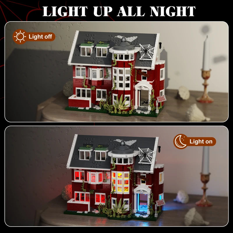Haunted House Building Set with Lighting - Horror Movie Brick Toy for Adults