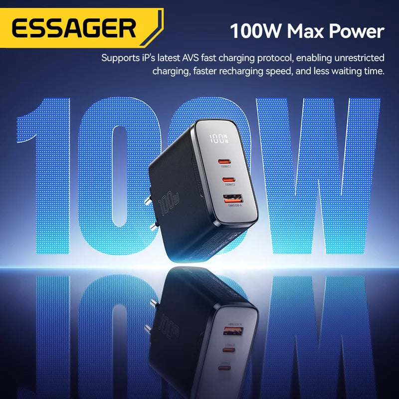 GaN USB C Fast Charger 100W Digital Display QC 4.0 PD 3.2 Universal Compatibility