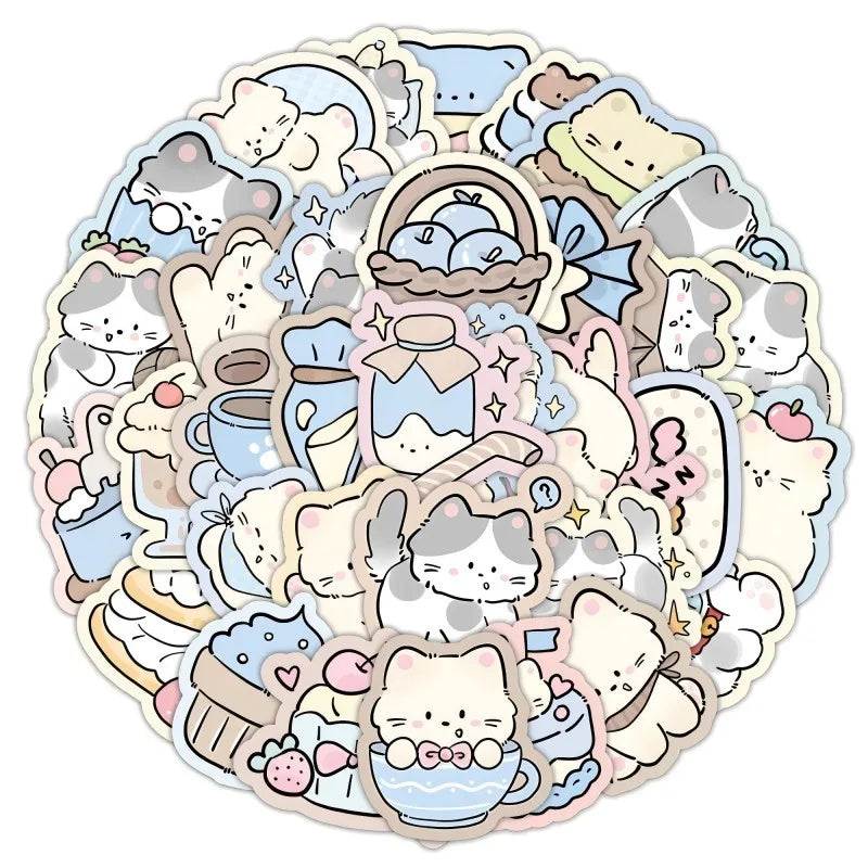 50PCS Cartoon Lazy Kitten Graffiti Stickers for Bicycle & Pencil Cases
