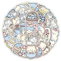 50PCS Cartoon Lazy Kitten Graffiti Stickers for Bicycle & Pencil Cases