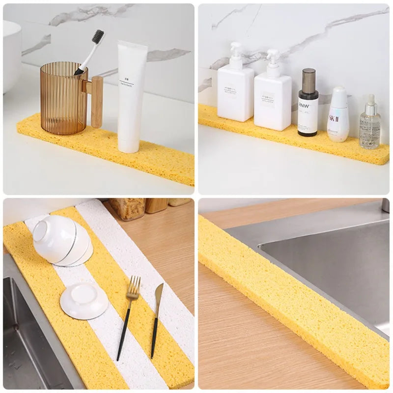 59cm Absorbent Wood Pulp Cotton Sink Sponge Pad - Cuttable Water Stopper