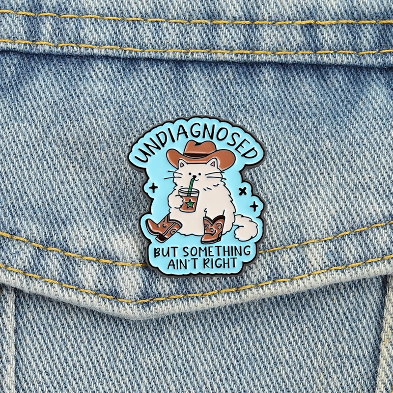 Cute Cowboy Cat Enamel Brooch Pin - Animal Lapel Badge Jewelry Gift