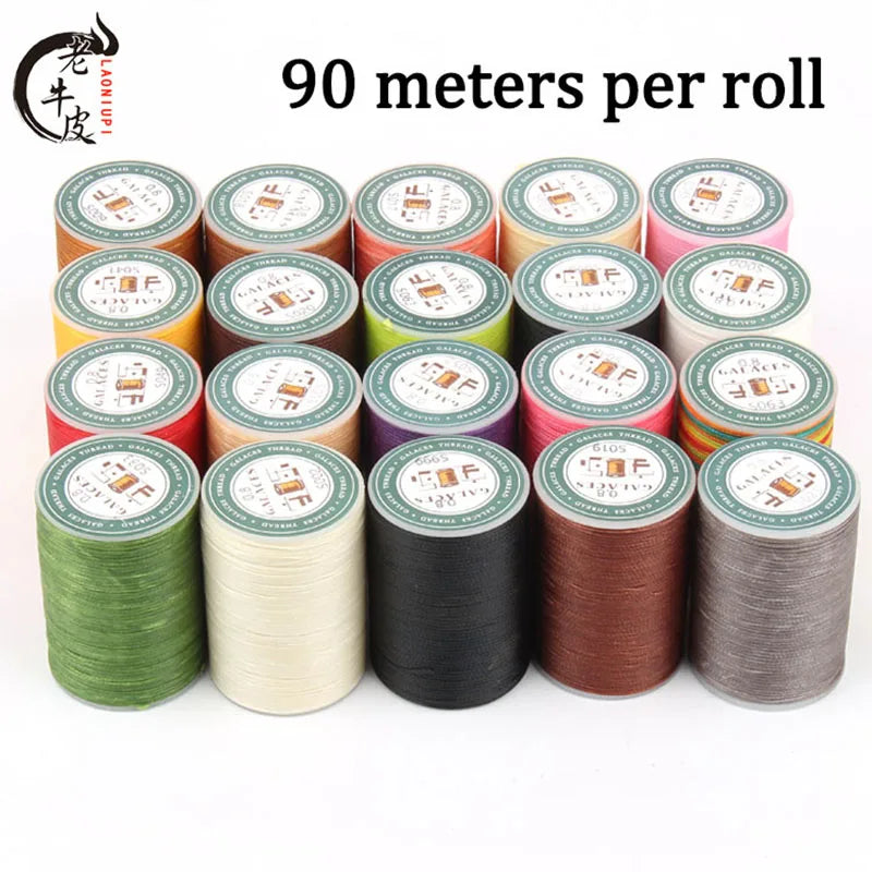Leather Sewing Thread Flat Waxed 0.8mm for Handmade Leather Goods - Multiple Colors