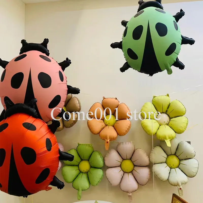 Outdoor Picnic Balloons Set - Flower, Daisy, Ladybug Theme for Birthday & Baby Shower