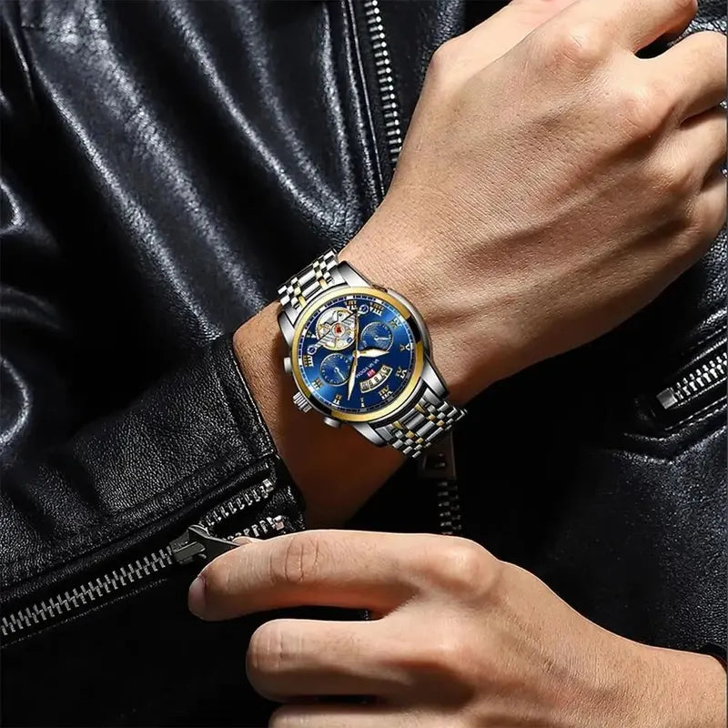 Men's Luxury Sport Watch with Luminescent Dial Waterproof Stainless Steel