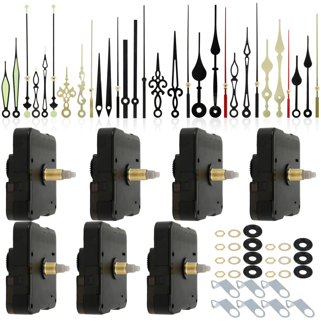 Silent Quartz Clock Mechanism Kit with 10 Aluminium Clock Hands for DIY Repairs