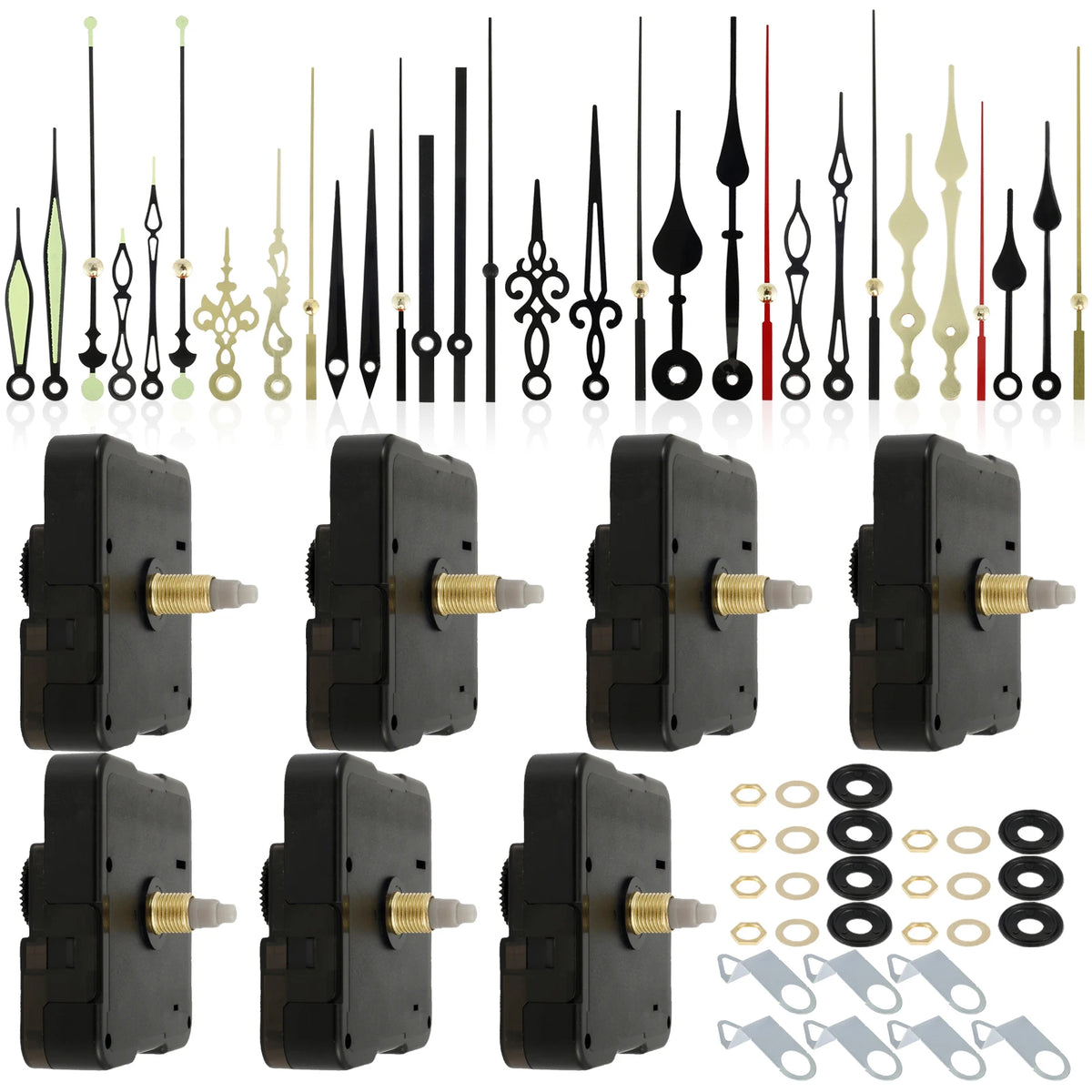 Silent Quartz Clock Mechanism Kit with 10 Aluminium Clock Hands for DIY Repairs