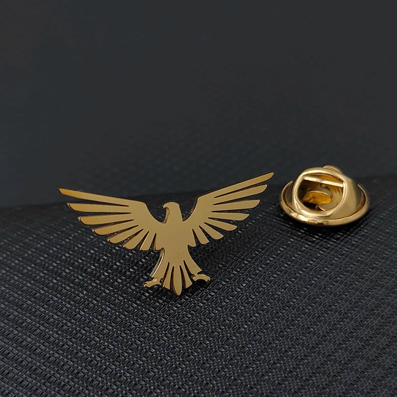 Fashionable Stainless Steel Flying Bird Brooch - Lapel Pin for Men & Women