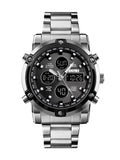Men's Digital Quartz Wristwatch with Steel Strap & Countdown Timer