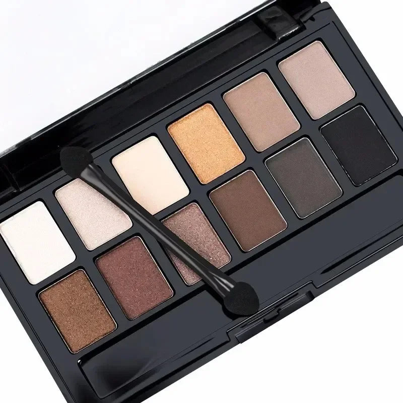 12-Color Eyeshadow Palette with Shimmer & Matte Finishes for Makeup Artists
