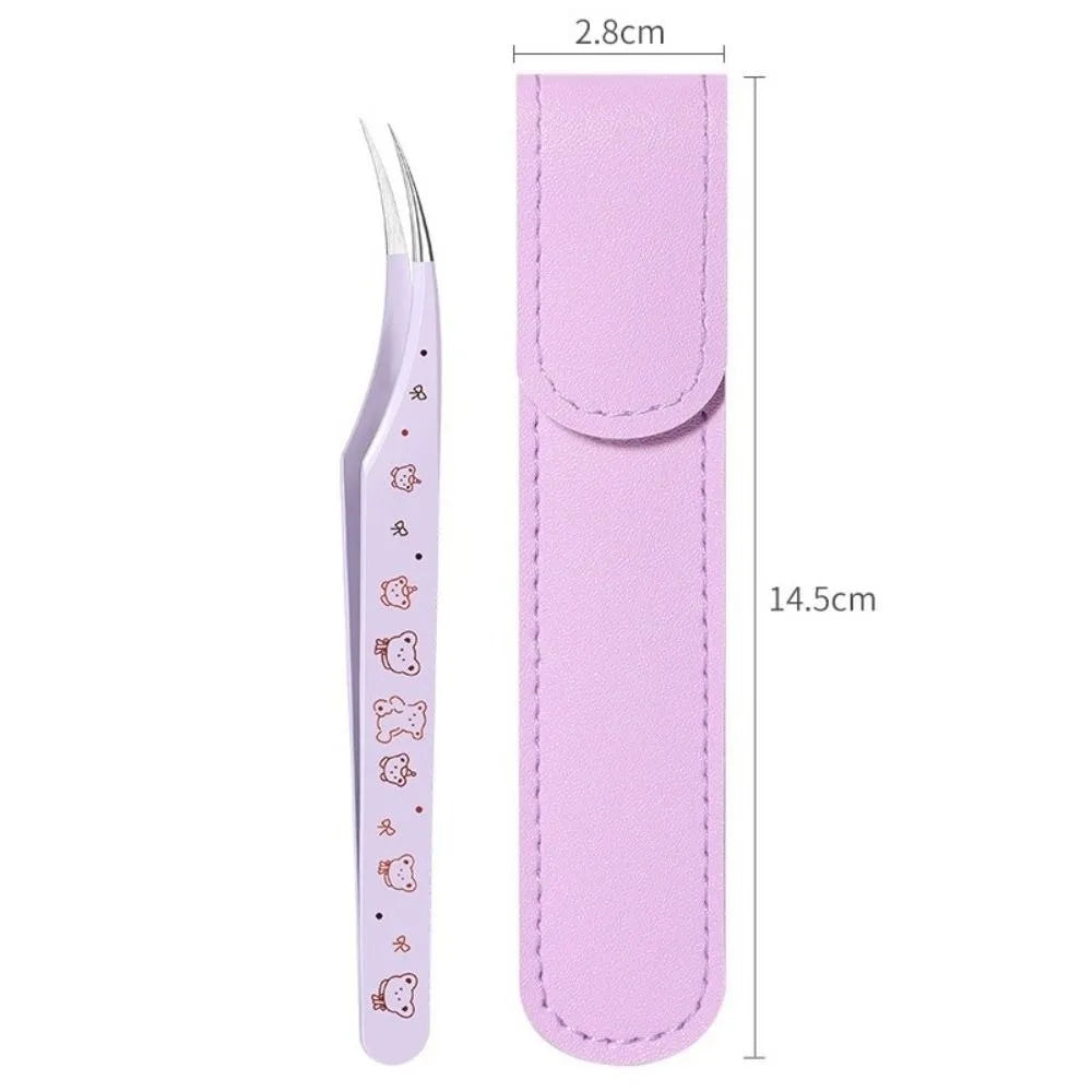 Eyelash Curler Tweezers Stainless Steel False Eyelash Applicator with Cartoon Pattern