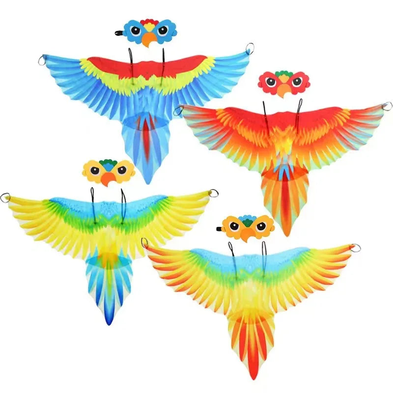 Kids Bird Costume Cloak Set with Parrot Wings & Mask for Halloween & Parties