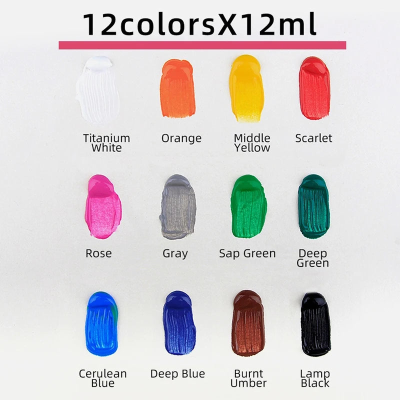 Acrylic Pigment Set 12 Colors for Art & Graffiti Painting - 9mL Wholesale