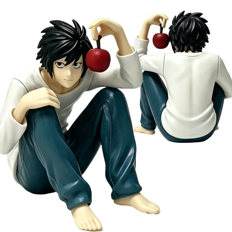 Anime Noodle Stopper Action Figure - L Lawliet PVC Sitting Toy with Apple