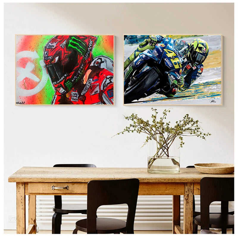 Abstract Motorcycle Canvas Wall Art Poster for Living Room & Home Decor