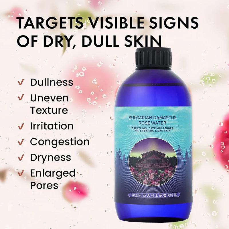 Organic Rose Water Facial Toner - Damask Rose Hydrosol for Brightening Skin, 400ml