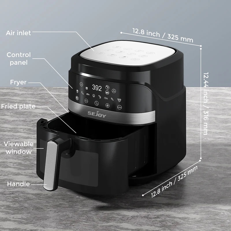 8-in-1 6 Qt Air Fryer with Ceramic Coating, Precise Heating, Multiple Cooking Modes