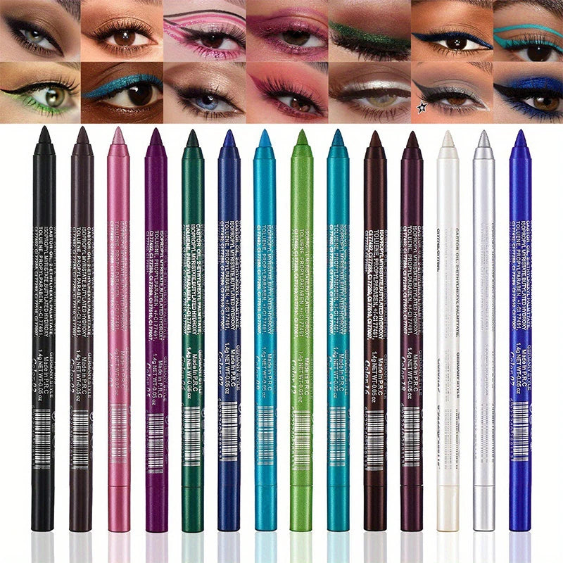 17 Color Waterproof Matte & Shimmer Eyeliner Pencils for Eye Makeup