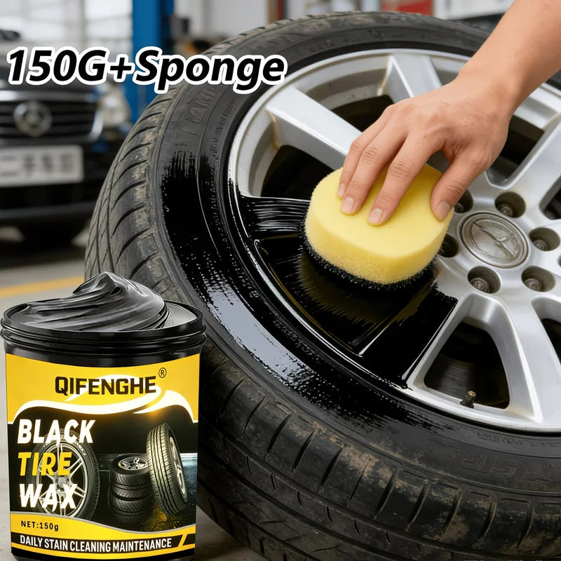 Black Tire Wax & Tire Shine Cleaner for Car Maintenance - Long-Lasting Gloss
