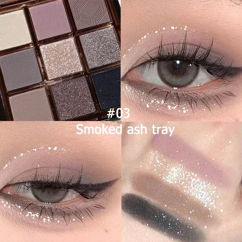 9-Color Eye Shadow Palette - Vibrant Waterproof Makeup for Festivals