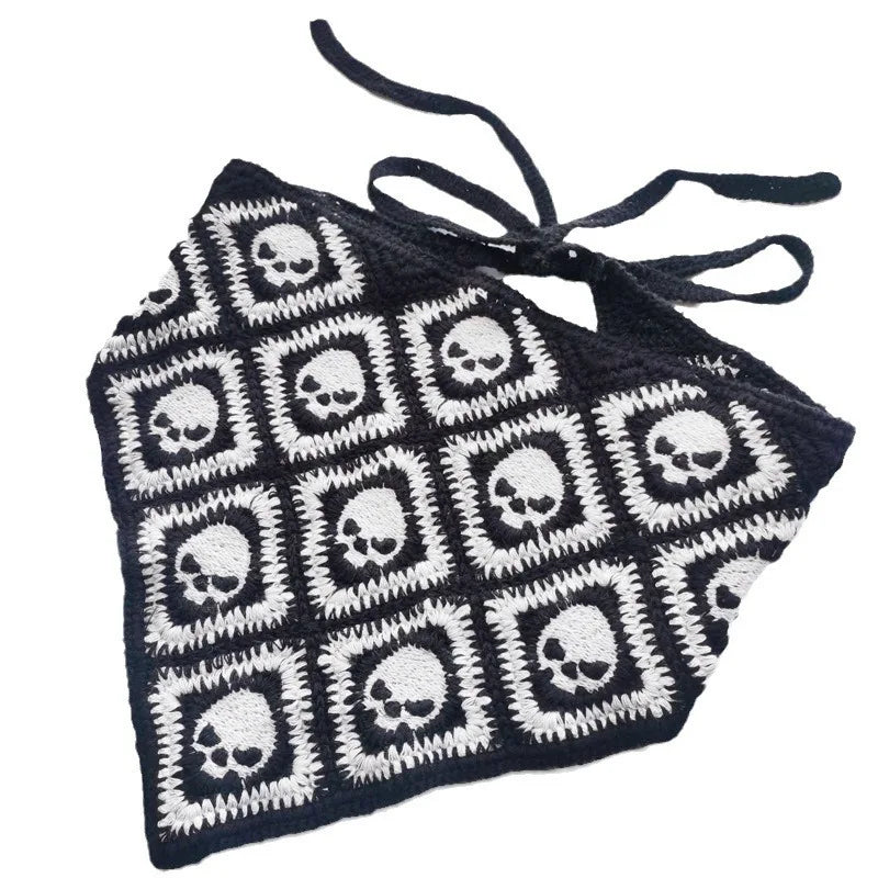 Halloween Bat Headscarf Hat for Women & Girls Knit Cotton Triangle Headgear