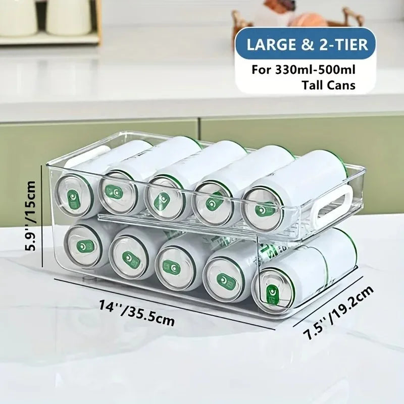 1/2 Tier Soda Can Dispenser for Refrigerator Stackable Drink Organizer, Clear Plastic