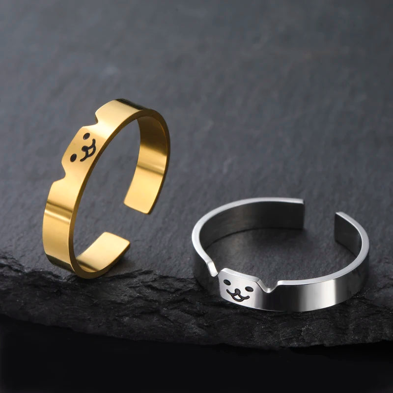 Adjustable Stainless Steel Pet Couple Ring for Cats and Dogs Playful Gift