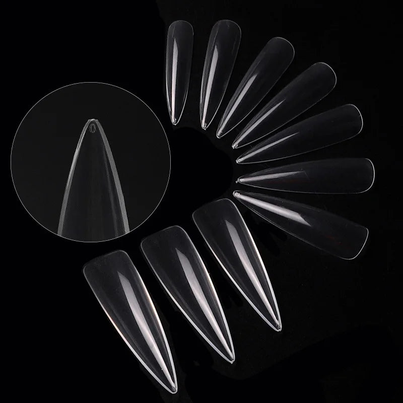 Full Cover Gel Nail Tips Set - 500pcs Stiletto & Coffin Design False Nails for DIY Manicure