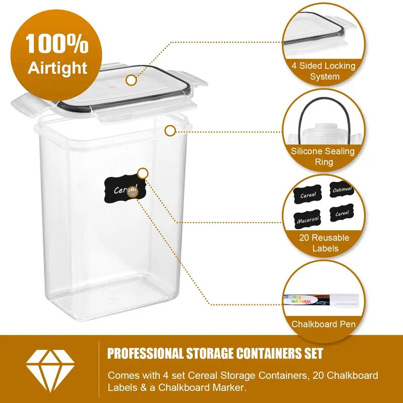 7pcs Food Storage Containers Set BPA Free Airtight Kitchen Organizer with Stickers and Pen
