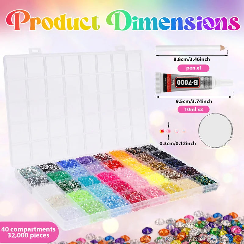 DIY Resin Rhinestone Nail Art Kit with Flatback Gems, Glue, and Pickup Pen