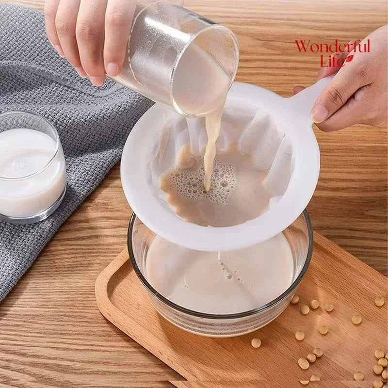 Reusable Fine Mesh Filter Strainer Spoon for Soy Milk Juice Coffee Food Kitchen