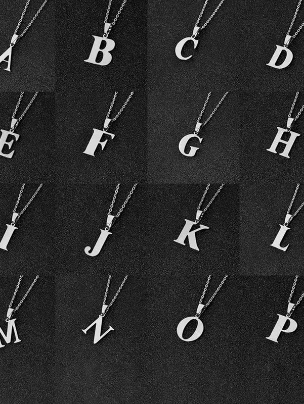 Stainless Steel Alphabet Necklace Initial Pendant for Men Women Jewelry Gift