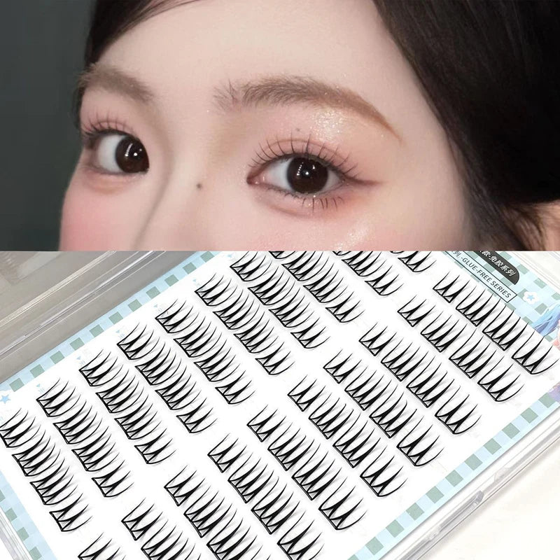 Reusable No Glue 3D Volume False Eyelashes - 7-13mm C Curl, Soft Case