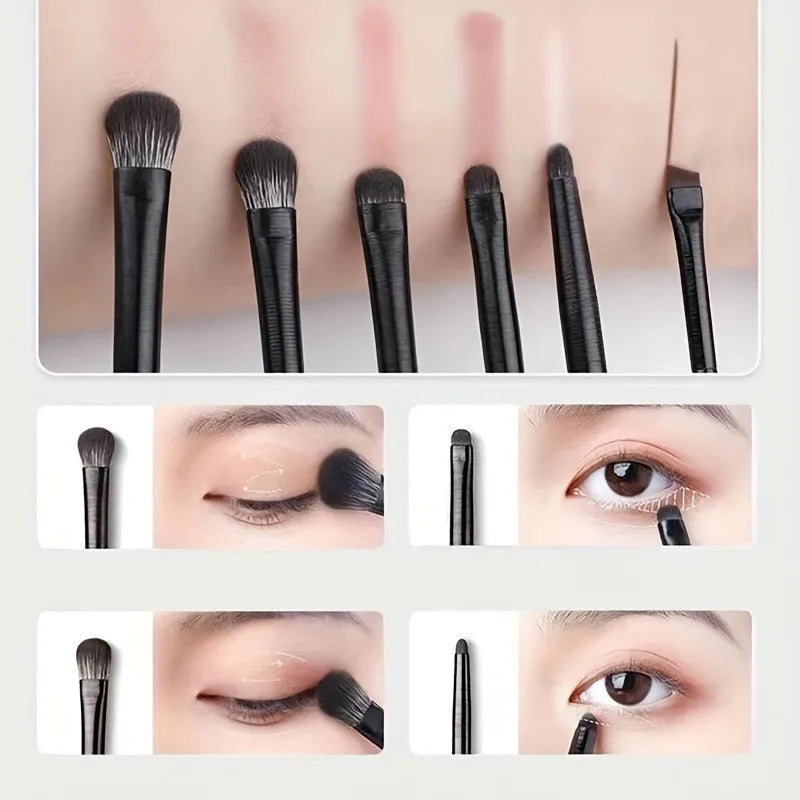 6Pcs Eye Makeup Brush Set - Soft Eyeshadow & Eyeliner Blending Brushes