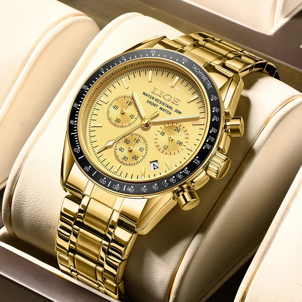 Luxury Business Men's Watch with Stainless Steel Strap and Luminous Dial
