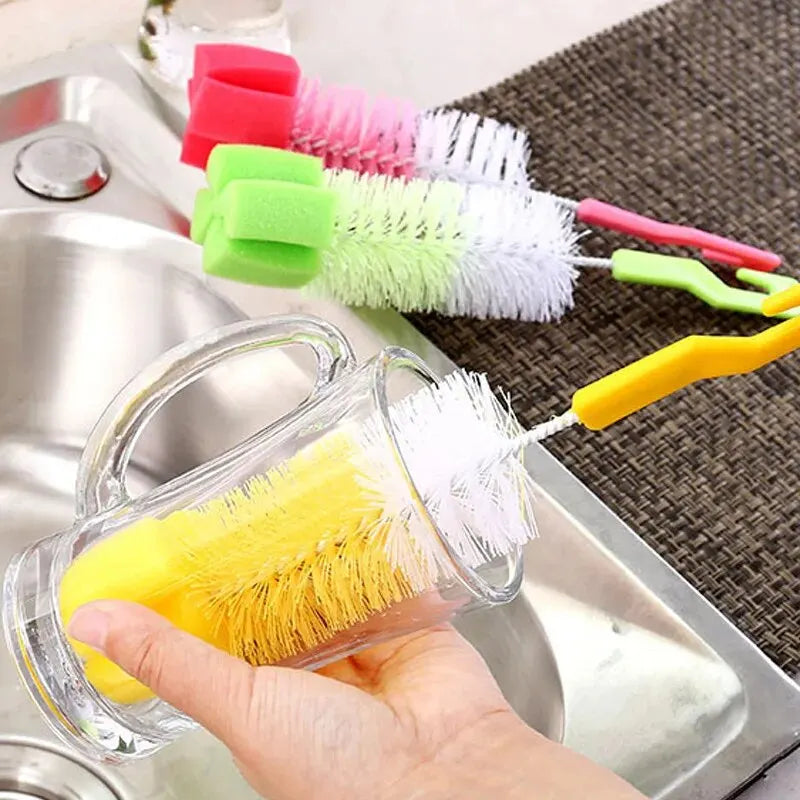 Multi-Purpose Baby Bottle Brush with Long Handle, Food Grade Cleaning Sponge
