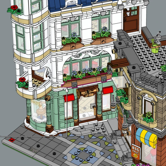 Modular Building Blocks City Architecture Set for Kids & Adults - European Shopping Street Model