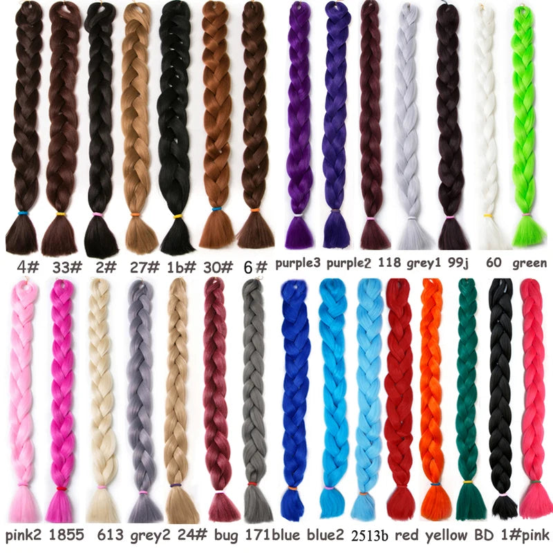 Braiding Hair Extensions - Synthetic Fiber Jumbo Braid 82 Inch 165g - Multiple Colors