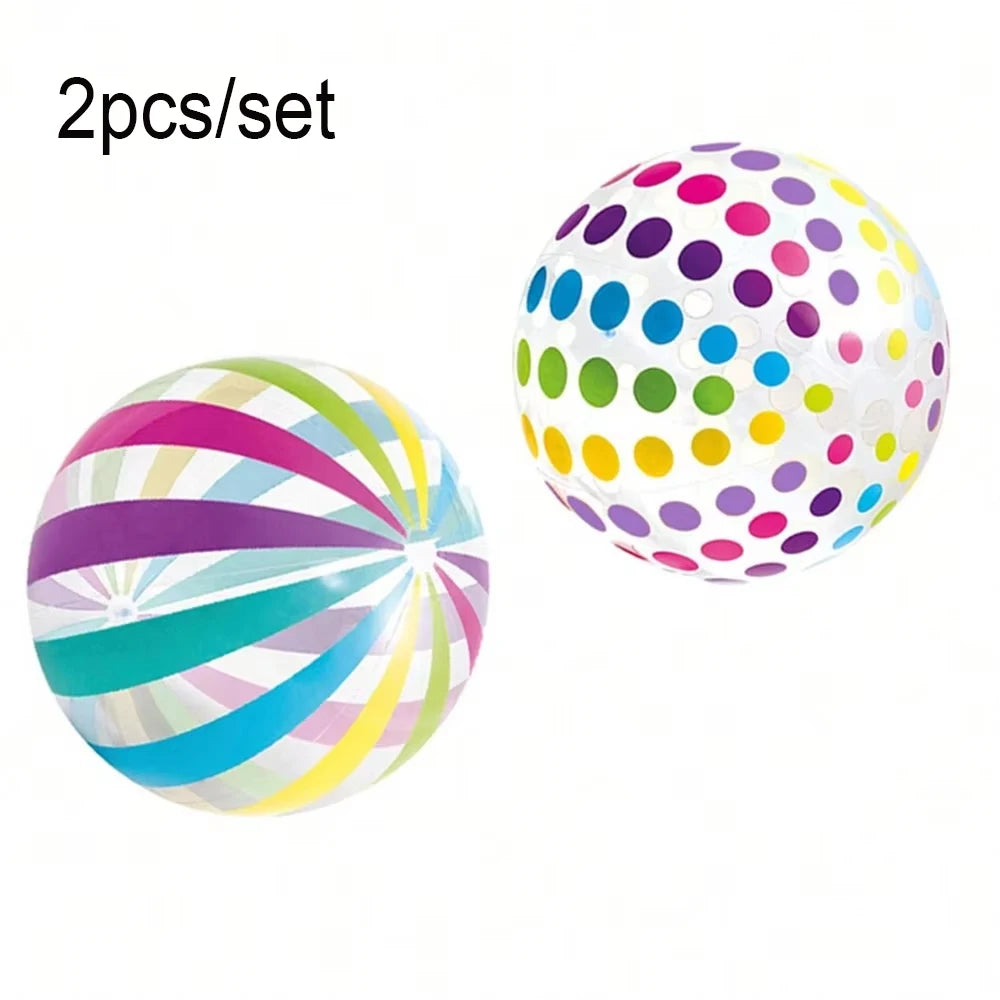 Colorful 15.35-Inch Inflatable Beach Ball - 2 Pack for Pool & Beach Games