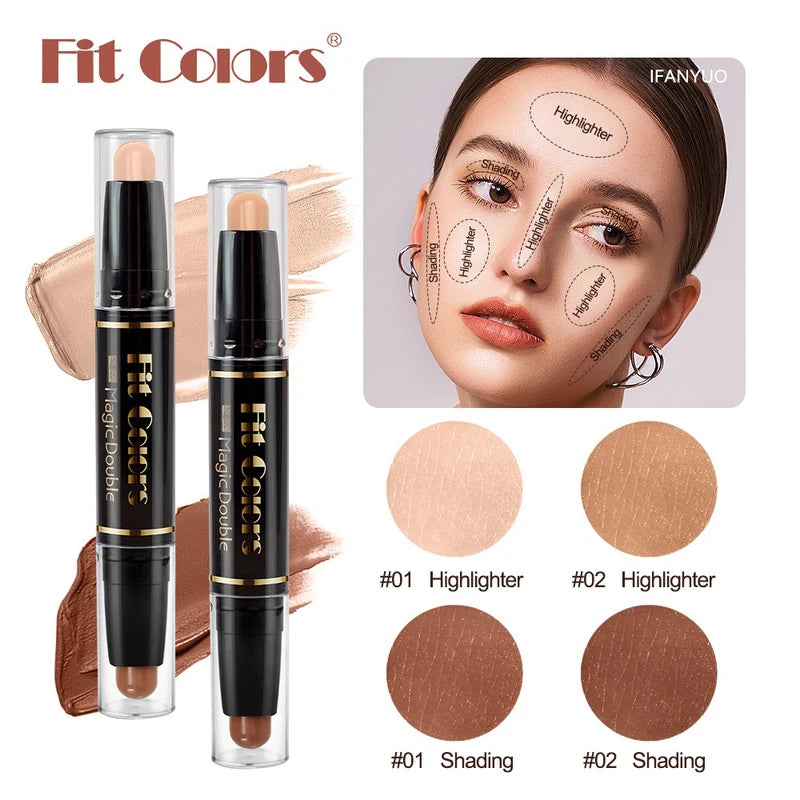 Double-Head Contouring & Highlight Stick for Face Makeup - Bronzer & Concealer Pen