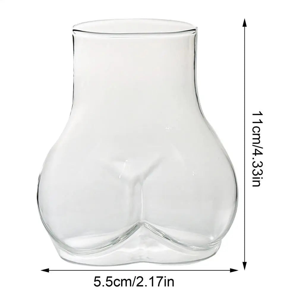 Funny Butt-Shaped Glass Mug 450ml Transparent Coffee Cup for Hot & Cold Drinks