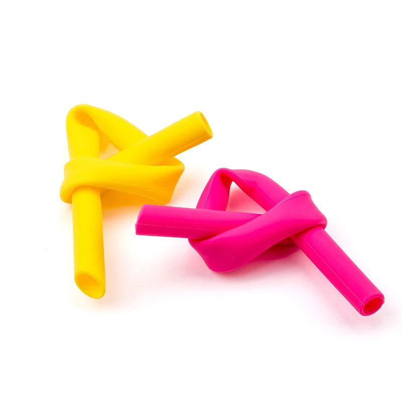 Reusable Food-Grade Silicone Drinking Straws - Foldable & Flexible, Eco-Friendly, Includes Cleaning Brush