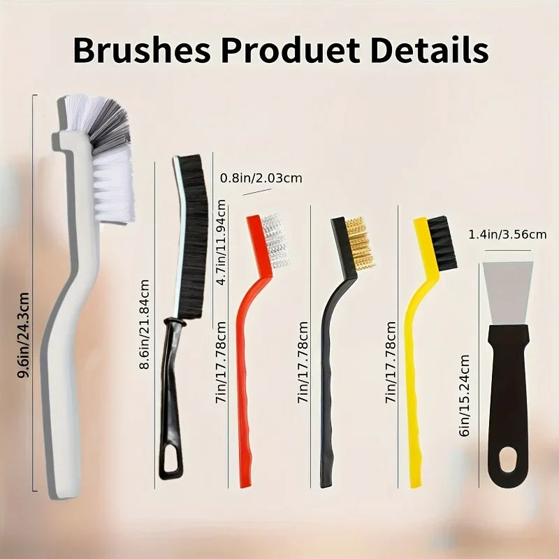 Multi-Purpose Cleaning Brush Set with Long Handles for Tight Spaces - 11 Pieces