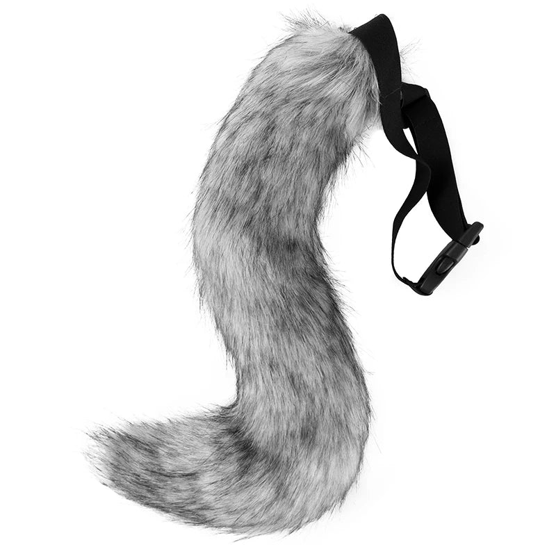 Cat Fox Plush Tail Cosplay Accessory for Role Play Halloween Kawaii Costume