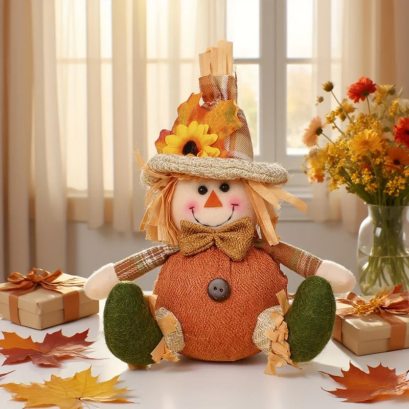 Rustic Fall Harvest Scarecrow Wall Decor with Plaid & Sunflower Accents
